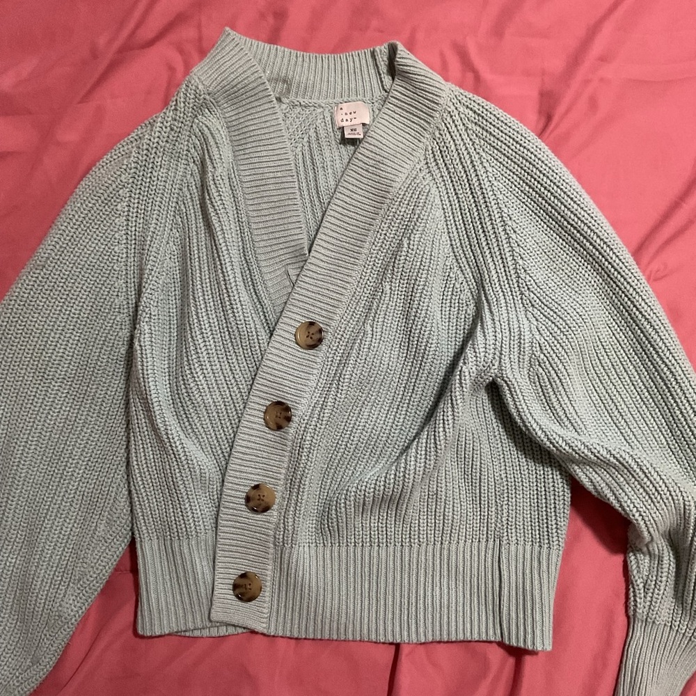 Target Light Green Button-Up Cardigan